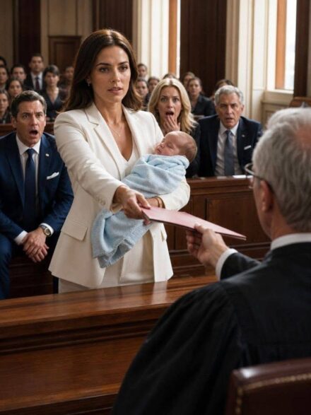 I walked into court carrying my newborn son while my husband’s lawyer wore the confident smile of someone who thought the case was already won. He assumed the red folder in my hand was a desperate plea for sympathy. But when I placed it before the judge and said, “Your Honor, this baby is not why I’m asking for protection. He’s the evidence,” my husband’s face drained of color. Every lie he had spent years hiding was waiting inside that folder.