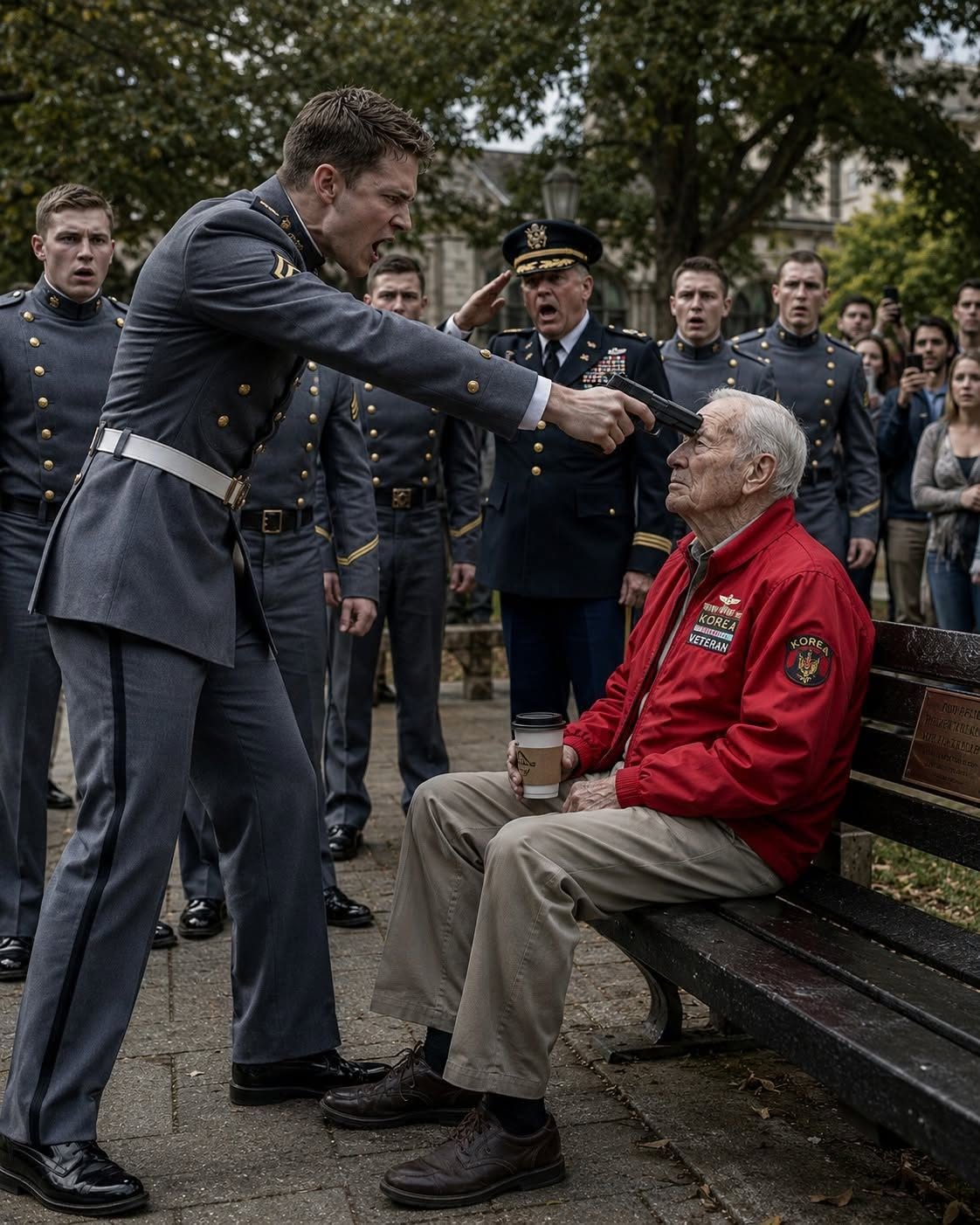 A cocky military cadet pressed a training pistol to an old man’s head, mocking his worn Marine pin and demanding respect in front of the whole park. But he didn’t know the quiet man he threatened was Gordon “Ghost” Whitaker — the Navy Cross legend who held Hill 742 alone for three days. 5